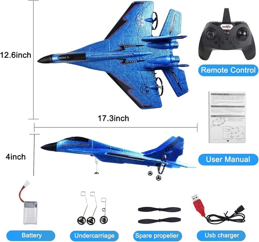 Image of Amitasha RC Airplan Jet Epp Foam RC Aircraft, Remote Control Airplane for Kids & Adults, RC Glider with Automatic Balance Gyro, Foam Plane with Night Light, Stunt RC Airplane, Gift for Boys