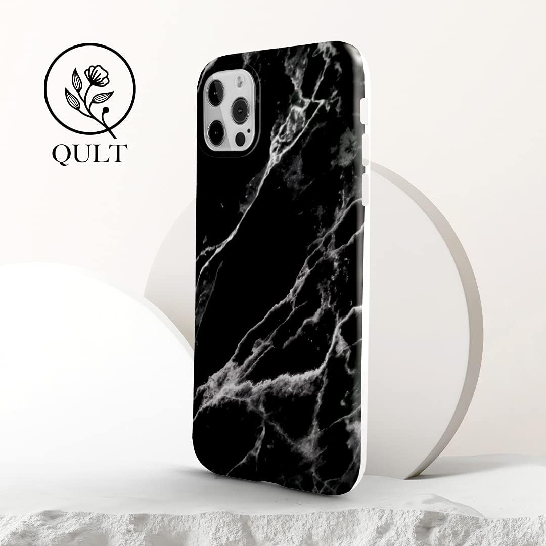 QULT Phone Case Compatible with iPhone 11 Premium Silicone Case with Protective TPU Bumper Elegant and Stylish Marble Pattern Raised Camera Edges Perfect Button Fit Black Marble