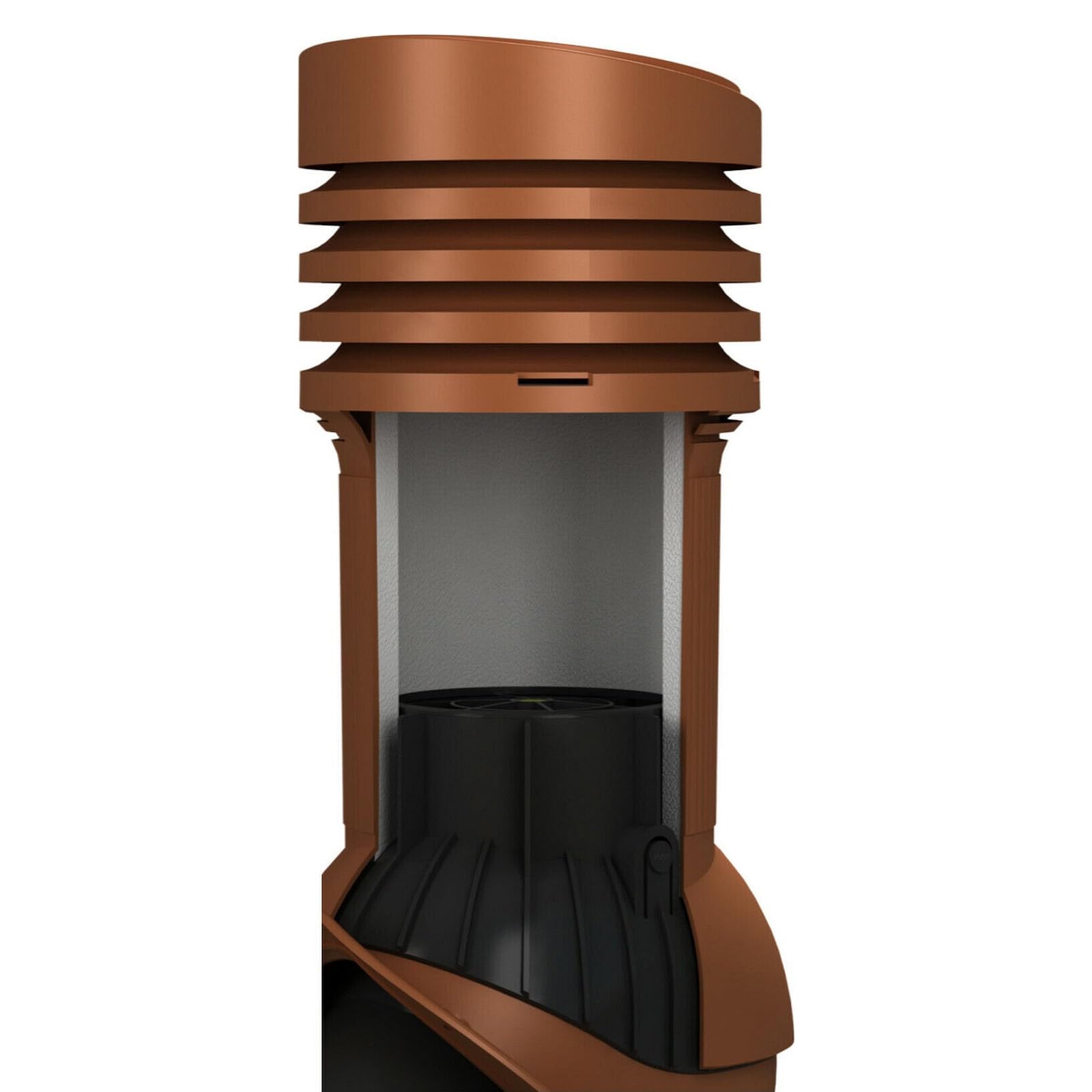 Chimenea de ventilación aislada DN 150 para tejas Koramic - Orea 9 - Ventilador pasivo aislado para evitar la condensación (RAL 7021 - Gris negro)