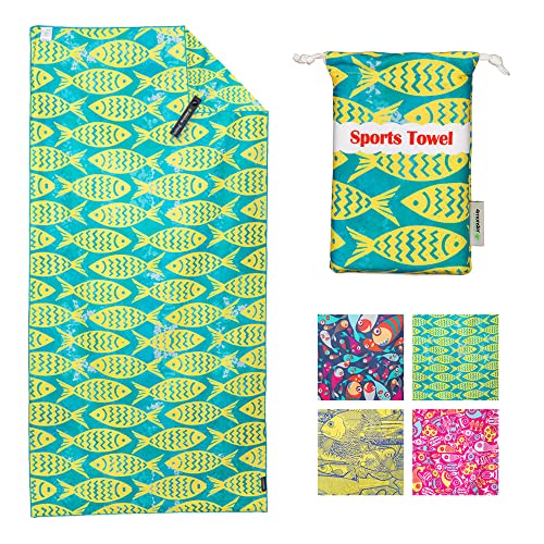 4Monster Asciugamano da spiaggia in microfibra con borsa per il trasporto, a prova di sabbia, 160 x 80 cm, ad asciugatura rapida, leggero, per escursionismo, yoga, palestra, bagno, vacanze Verde