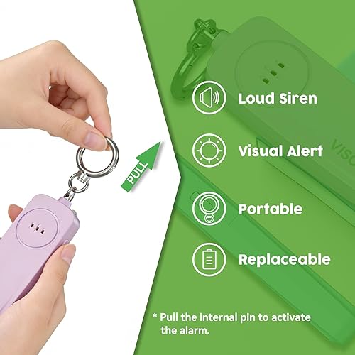 Miniatura 4 de Llavero de alarma de seguridad personal, sirena fuerte con luz LED intermitente, dispositivo de seguridad de emergencia portátil, regalos para