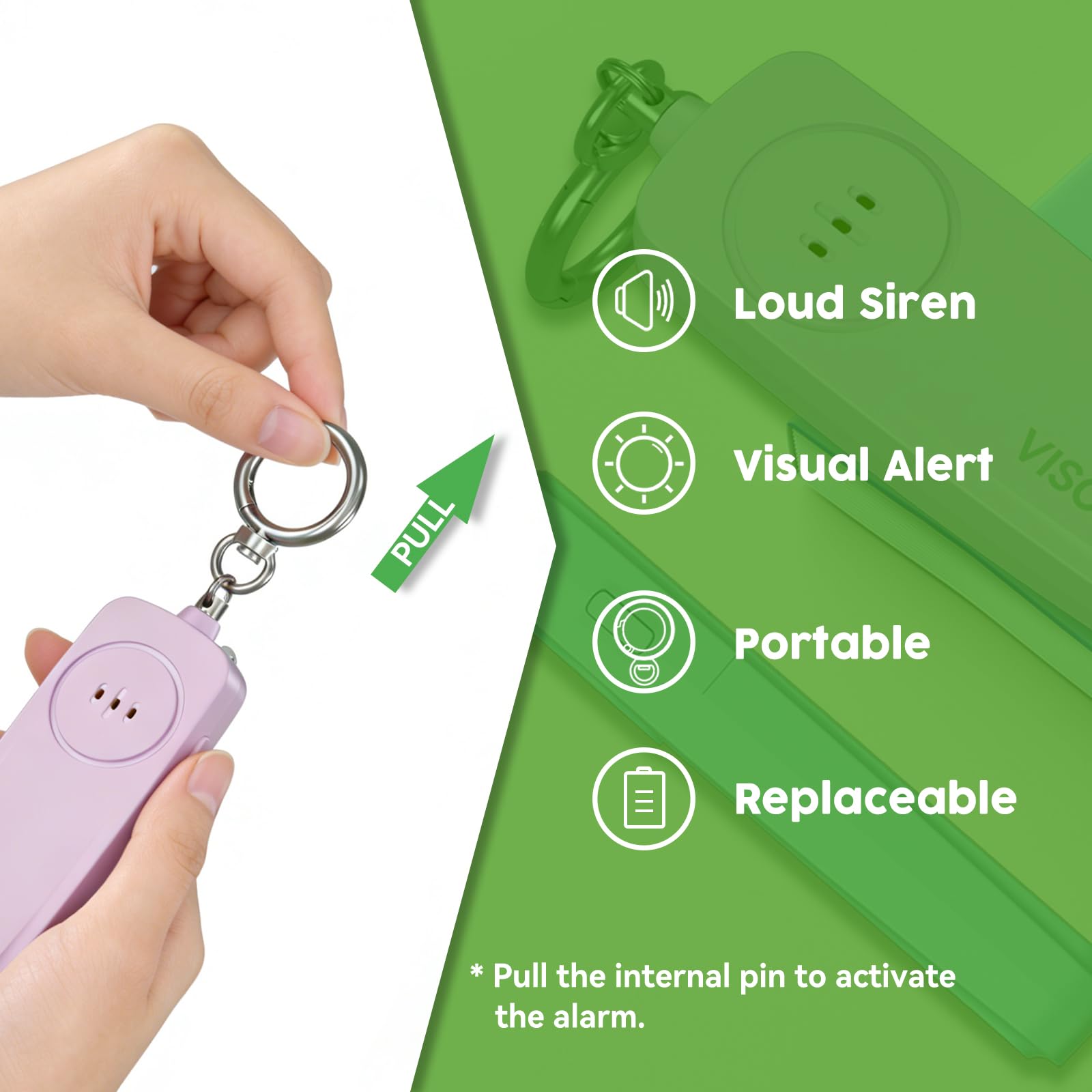 Llavero de alarma de seguridad personal, sirena fuerte con luz LED intermitente, dispositivo de seguridad de emergencia portátil, regalos para mujeres, niños, regalos para ancianos, correr por