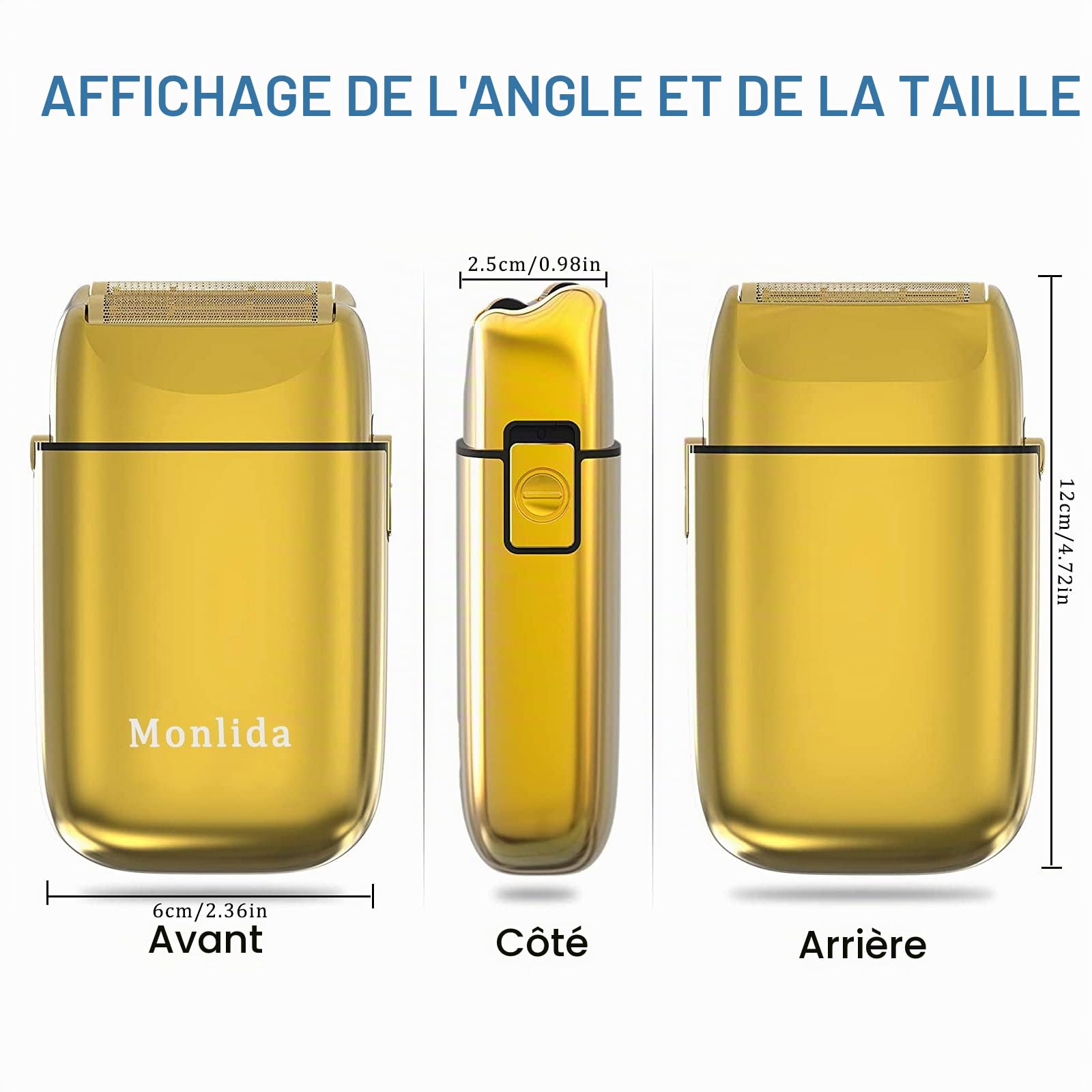Rasoir Électriques Hommes, Tondeuse Barbe Homme Rasage Ultra Précis Sans Fil en Métal et Aluminium, Tondeuse de Précision USB Rechargeable (D'or)