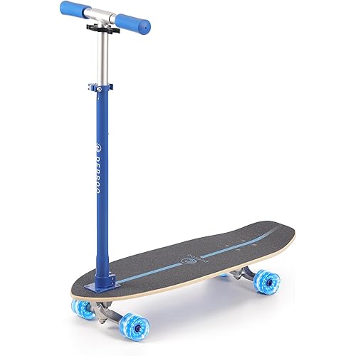 2-in-1 Kids Skateboard & Lean-to-Steer Scooter with Detachable Handlebar, LED Light-Up Wheels, Adjustable Height – Beginner Surf Skateboard for Ages 3+