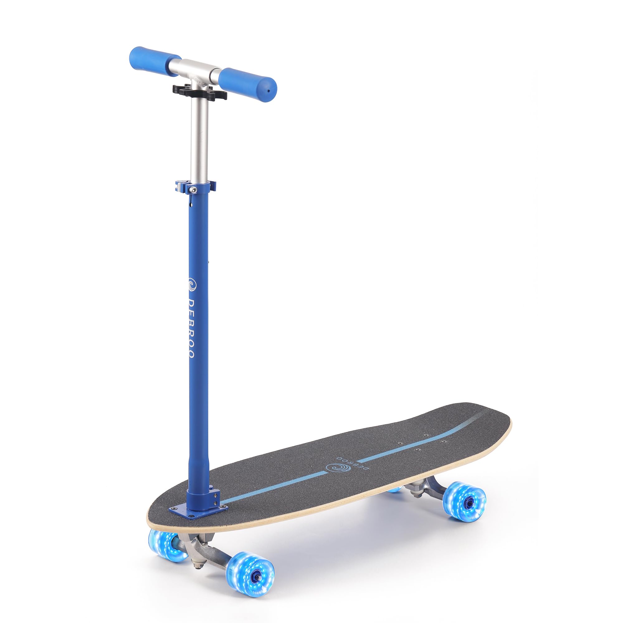 2-in-1 Kids Skateboard & Lean-to-Steer Scooter with Detachable Handlebar, LED Light-Up Wheels, Adjustable Height - Beginner Surf Skateboard for Ages 3+