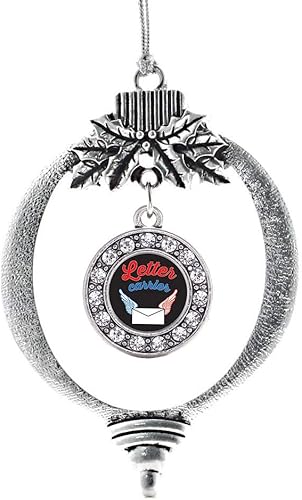 Miniatura 179 de Inspired Silver - My Vintage Initials - Adorno con dije de letra V - Adornos navideños de círculo plateado con joyas de circonita cúbica