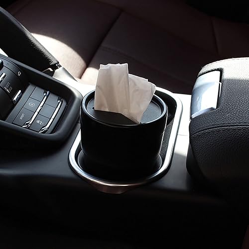 Miniatura 6 de BANCHELLE Soporte para cambio de coche con tapa, botes de basura de plástico para automóviles, 8.5 fl oz (0.06 galones) portátil para llaves y