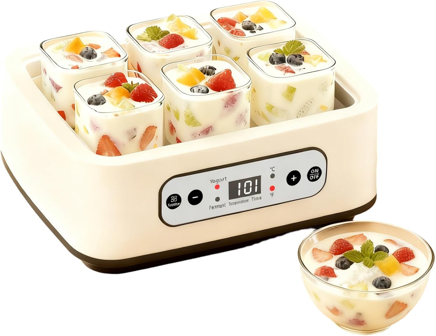 Yogurt Maker Machine, 6 Jars Digital Yogurt Machine with Adjustable Temp & Timer Thoughtful Present for Kitchen.