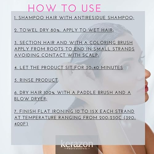 Miniatura 5 de KERAZON Tratamiento intensivo brasileño BTX 32oz 32.0 fl oz para todo tipo de cabello, mascarilla capilar activada térmicamente, reparación en seco