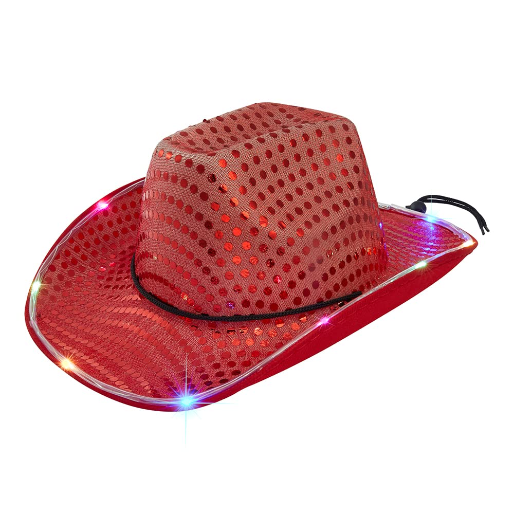 ZFVEN LED Lid Light Upcowgirl Hat Flashing Lights Luminous Sombreros Luminosos Grillo de Moda Cowboy Hat Cow Chica Cosa Fun Rodeo Sombreros de Fiesta