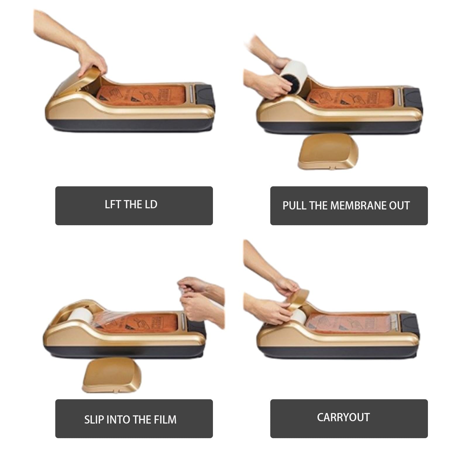 Dispensador AutomáTico de Cubrezapatos con Pedal y 3 Rollos de PelíCula - Dispensador PortáTil Para Hogar y Oficina - MáQuina de PelíCula Desechable para Calzado