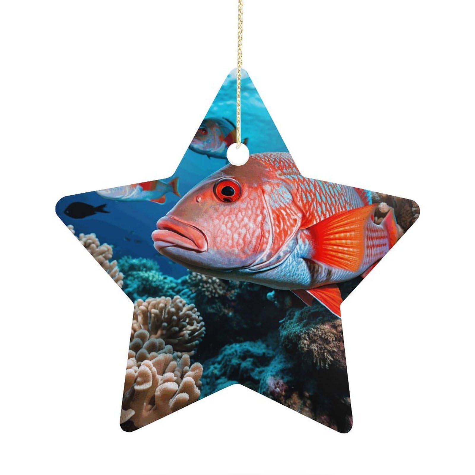 Fodpand Women's Style Fish And Coral Ornament With String, Keepsake Hanging Decorations,Ceramic Ornaments For Men Indoor Home Holiday Party Gifts