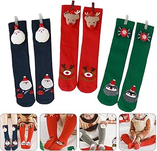 3 pares de meias de Natal para bebês meias de algodão engrossadas de inverno fofas 3D Papai Noel rena meias infantis meias aconchegantes de férias felpudas tubo longo engrossado sem salto meias para pais - filhos