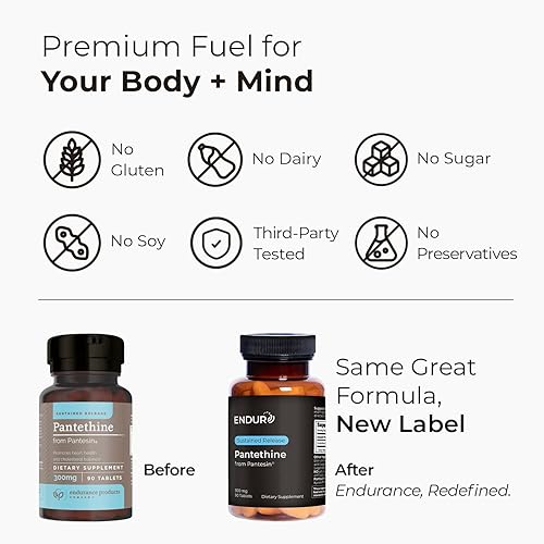 Miniatura 3 de Pantethine de Pantesin, liberación sostenida de 300 mg, 90 tabletas, Endurance Products Company