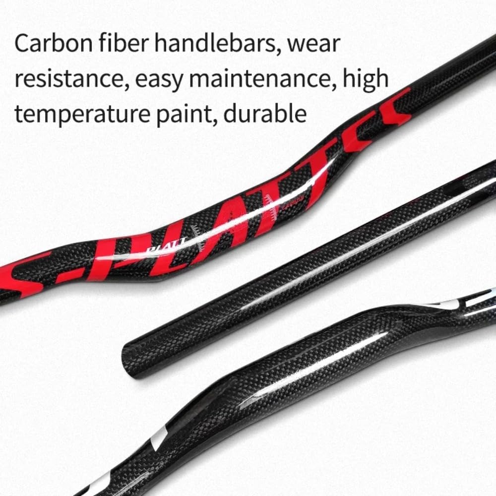 Guidon de vélo de montagne en fibre de carbone brillante 3K - Barre élévatrice d'hirondelle de 31,8 mm et barre droite plate - Guidon de vélo ultraléger 680/720/760 mm (blanc, 680 mm)