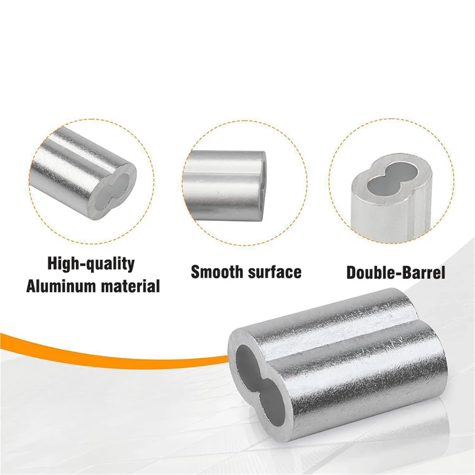 Puntali, Manicotti a crimpare for cavi 400 pezzi a in alluminio M1.2 .5 M2 a doppio foro for fune Anelli in filo di acciaio Clip Accessori fissi(M2 400PCS)