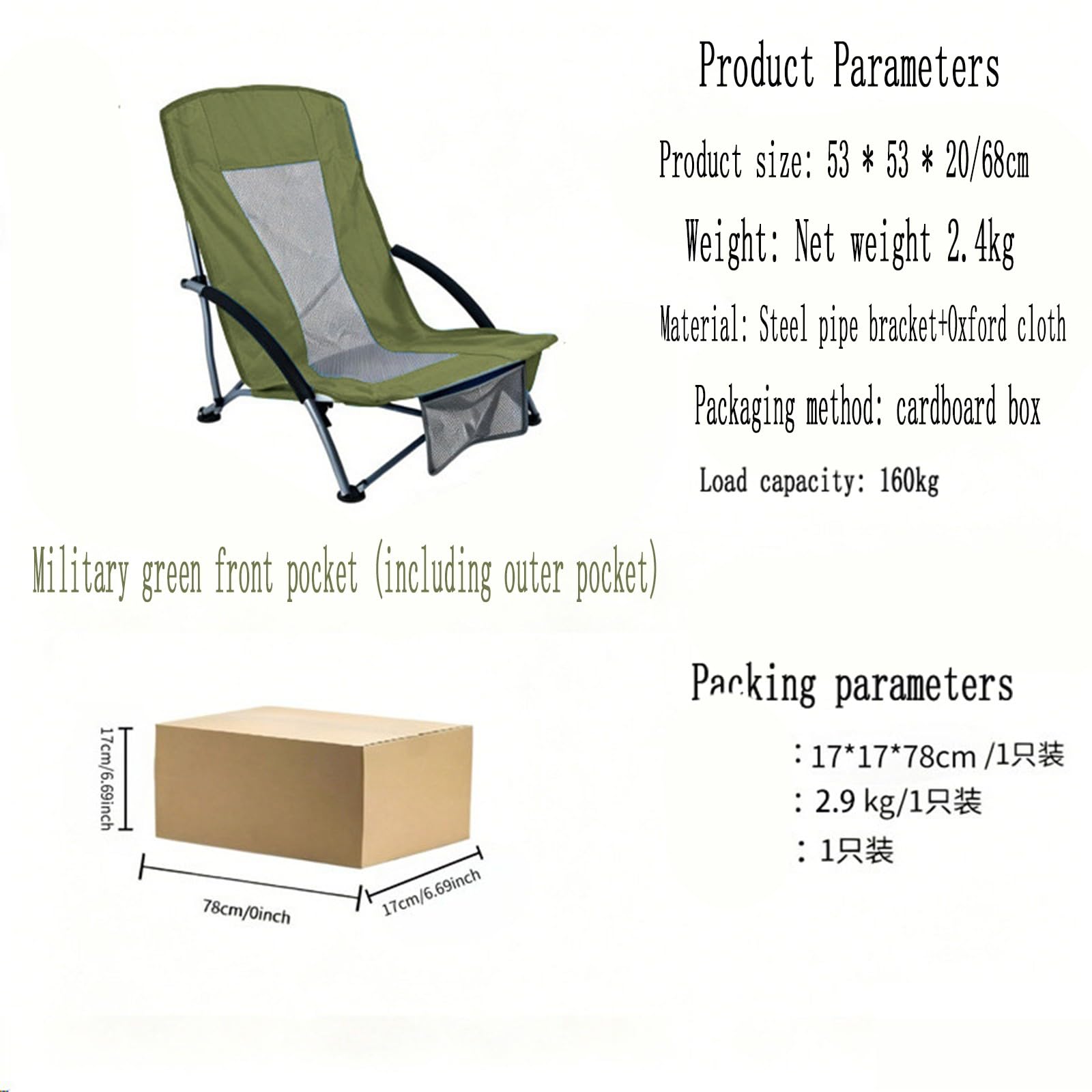 Chaise de Camping Pliable Surdimensionnée Portable avec Porte Gobelets et Accoudoirs Cadre Stable pour Extérieur Intérieur Camping Pêche Couleur Noir Gris B