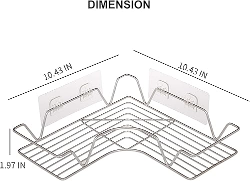 Miniatura 2 de FABROK Organizador de ducha esquinero, estante de ducha montado en la pared con adhesivo fuerte sin perforar, estantes esquineros de acero