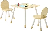 VEVOR Kids Table and 2 Chairs Set for Ages 2-8: Sturdy Wooden Toddler Desk with Rounded Edges, Graffiti Top, Burlywood - Art, Crafts, Playroom Essential