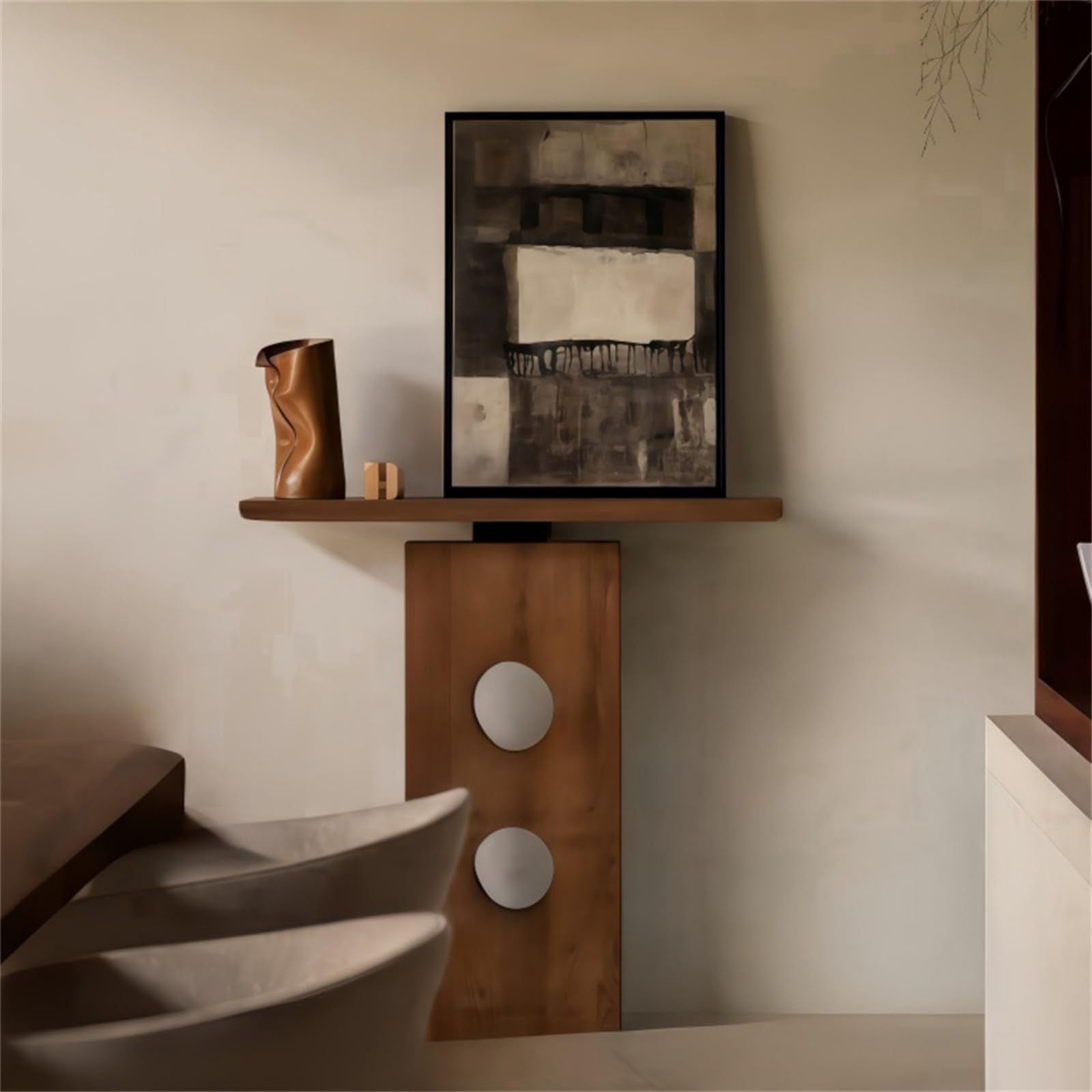 Solid Wood Console Table, Narrow Long Wood Sofa Table with Base, Wabi-sabi style Behind Couch Table,for Entrance, Hallway, Living Room(B,120 * 25 * 85cm)