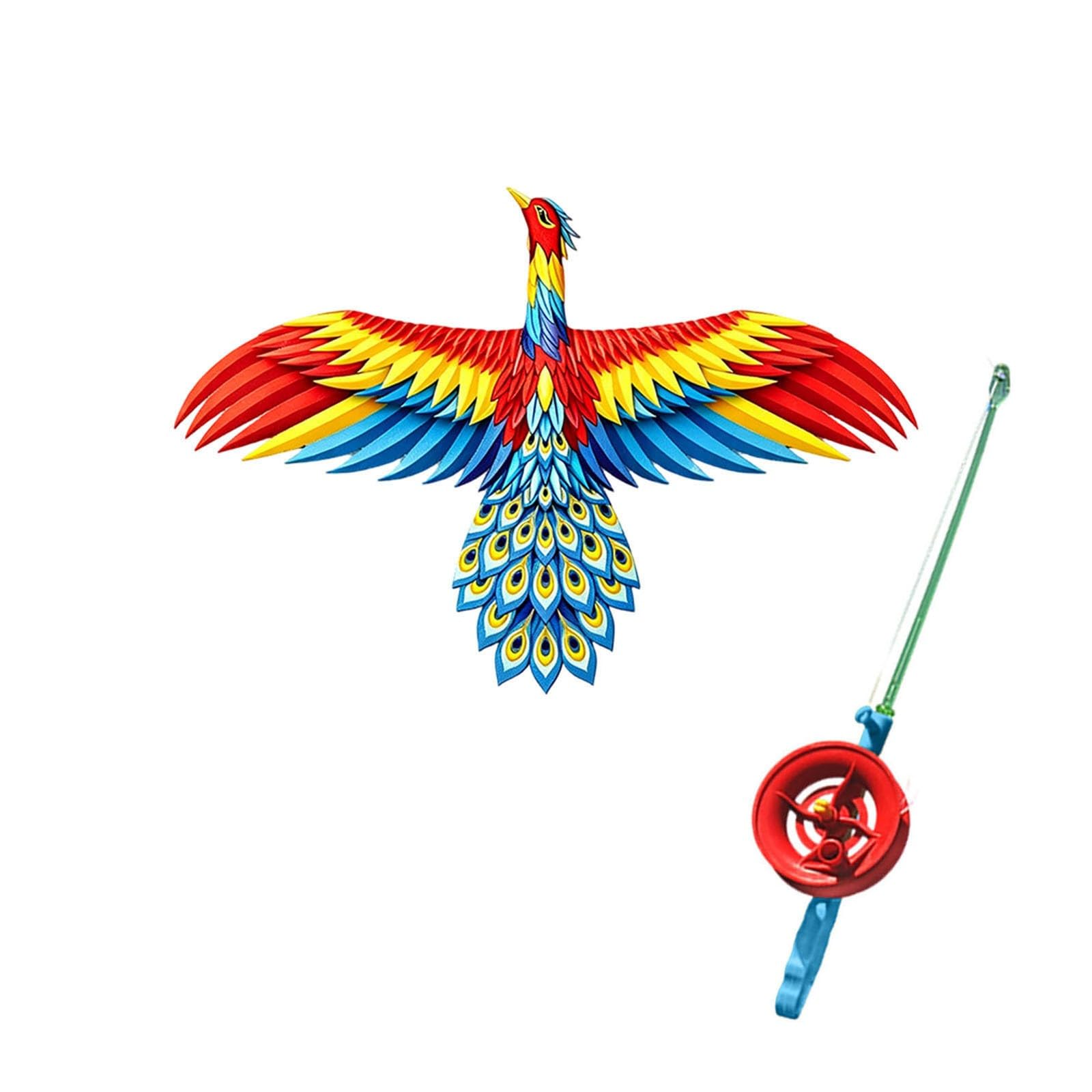 EWFAS Dynamic Wing Kite, Handheld Fishing Rod Kites, Easy Fly Flapping Wing Toy, Angling Themed Beach Kite, Long Tail Outdoor Flying Toy for Kids Adults Beginners Family (Multicolour) — image 1