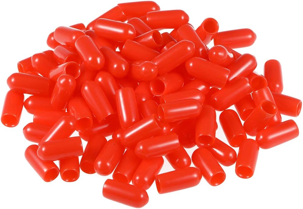 sourcing map 200pcs Rubber End Caps 5mm ID Vinyl Round End Cap Cover Screw Thread Protectors Red - Image 5