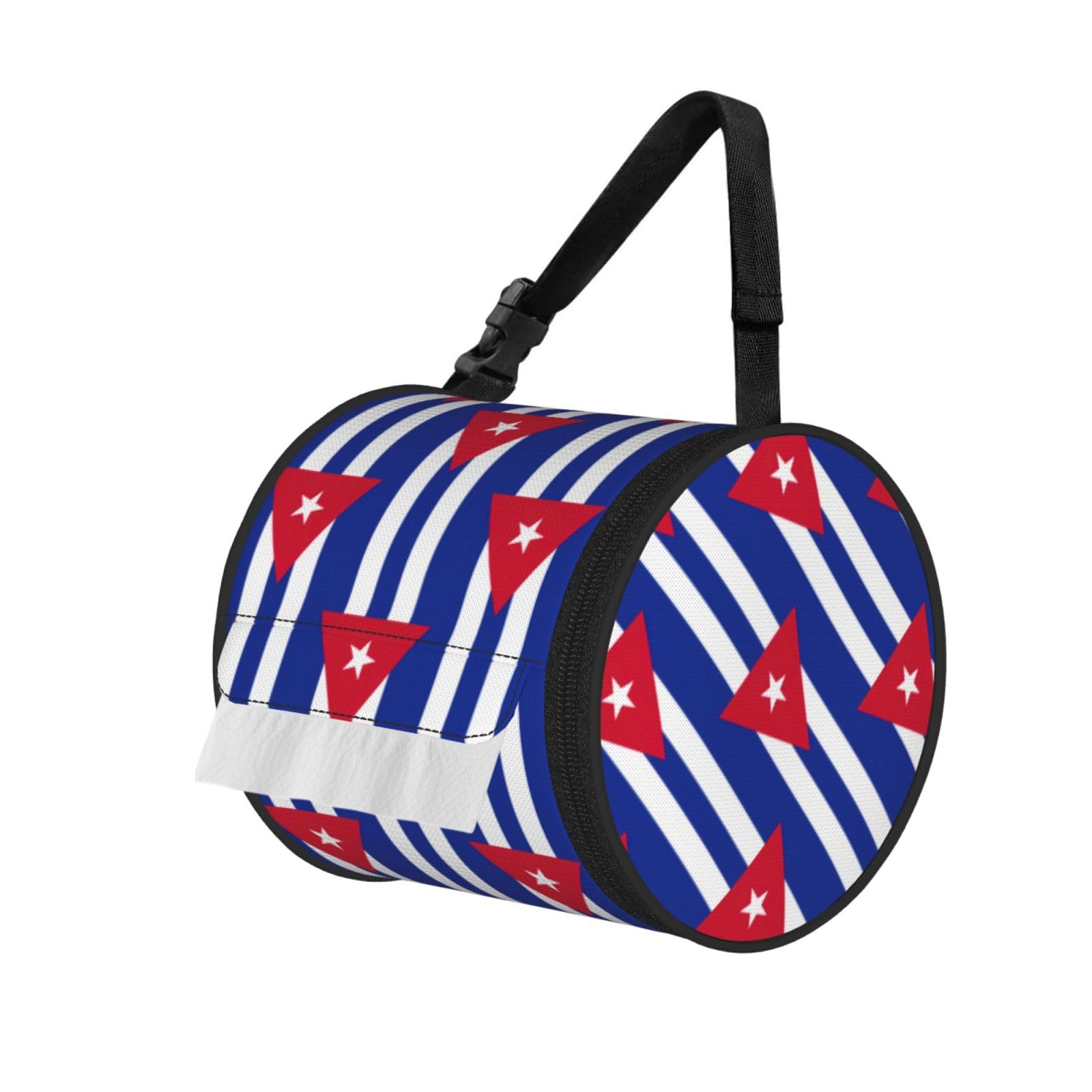 Cuban flag Printed Portable Tissue Roll Case, Standard-Size Fit, Oxford Cloth for Wall Camping Backpack