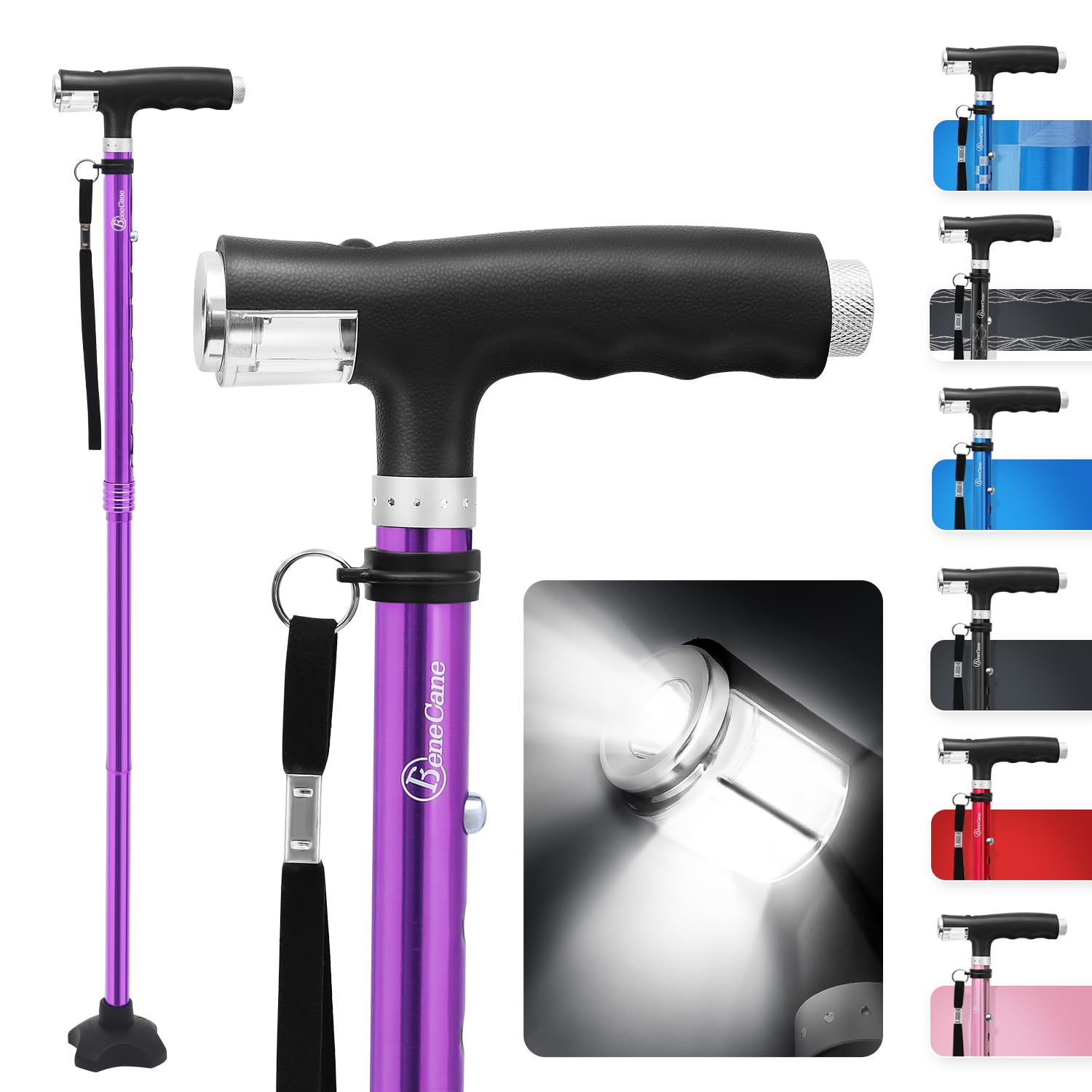 Buy BeneCane Walking Cane for Women Folding Cane for Men with Two Led