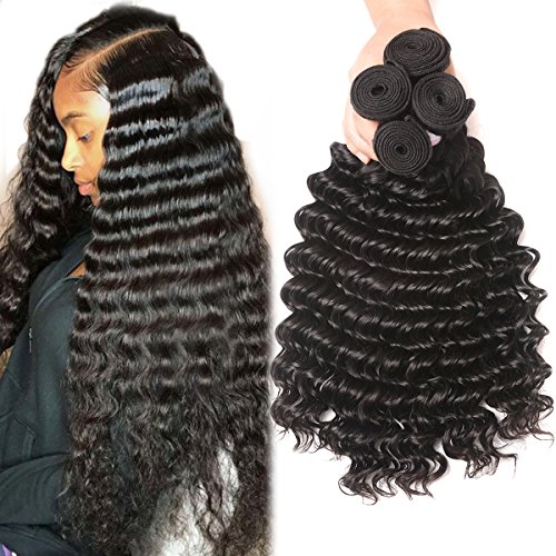 Brazilian Human Hair Deep Wave 4 Bundles Curly Hair Weave 18 20 22 24inch Grade 8A Unprocessed Raw Virgin Remy Curly Hair Extensions