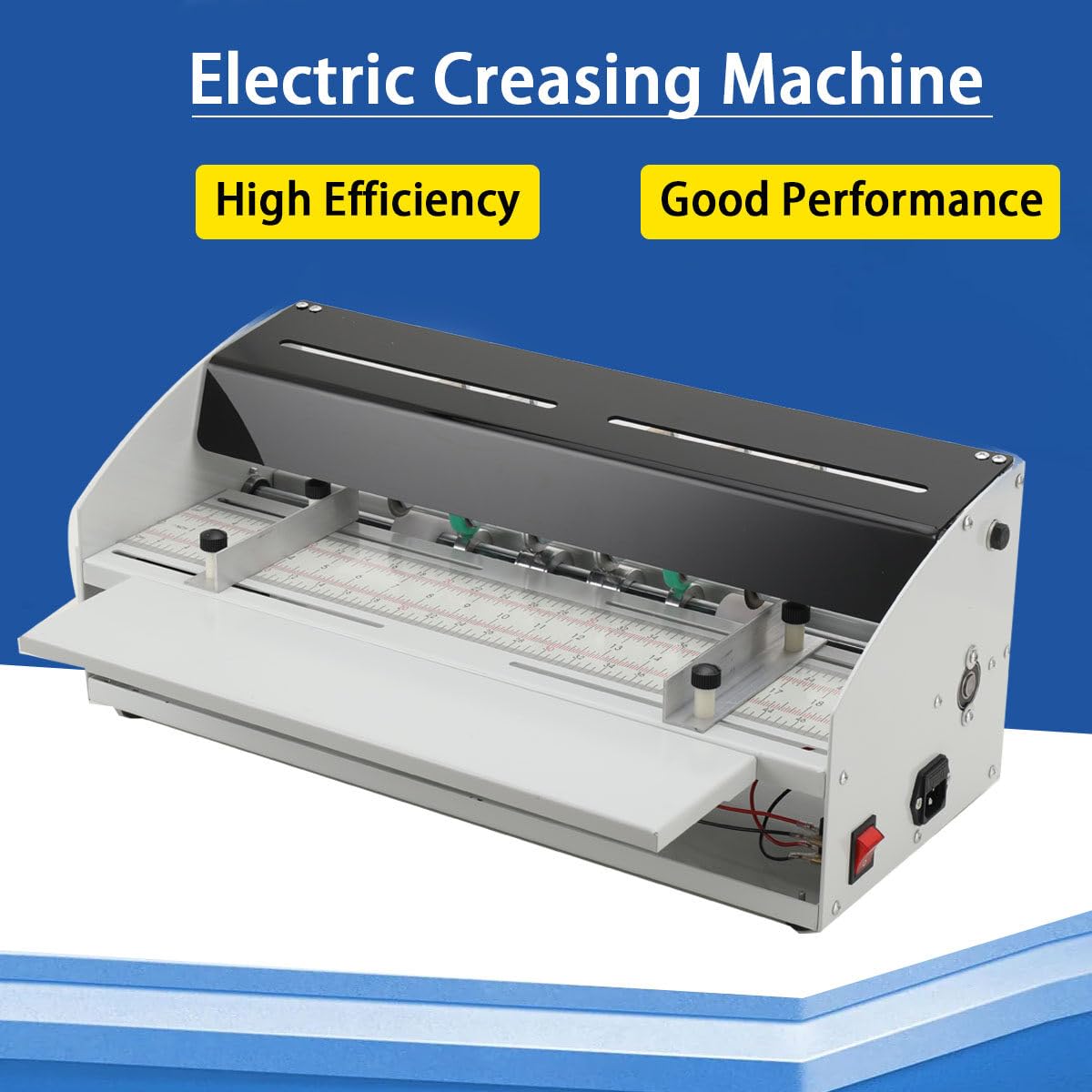 Rillmaschine 460 mm Papier Falzmaschine, Elektrischer Nutmaschine Papier Creasing Maschine Einstellbare Bürobedarf und Schreibwaren mit Rundpresstechnik für Dateien Karten Papier 220V 18 Zoll