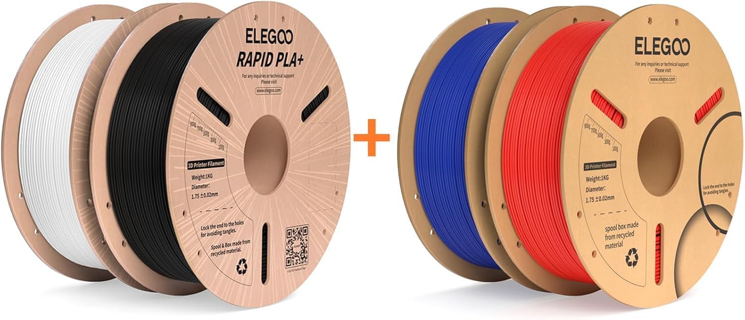 Rapid PLA Plus Filament Black & White 2KG and PLA Plus Filament Blue & Red 2KG