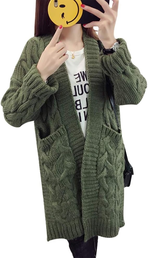 Amazon ロングカーディガン カーディガン レディース 厚手 ニット ロング 長袖 春 秋 冬 無地 単色 トップス ケーブルニット ポケット付き シンプル 羽織る 通勤 通学 ゆったり セーター ロングコート 学院風 日韓風 カーディガン ボレロ 通販
