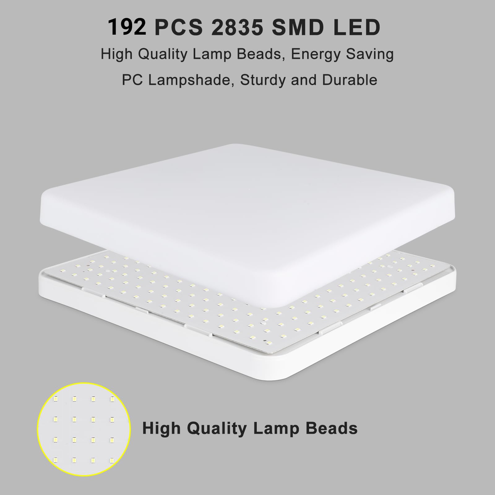 Kambo 36W Plafoniera LED Quadrata - Lampada da Soffitto LED Luce - Plafoniera Led Soffitto Bianco Freddo 6500K 3240LM - Moderno Plafoniera Bagno IP44 Cucina Soggiorno Corridoio Ufficio Cantina