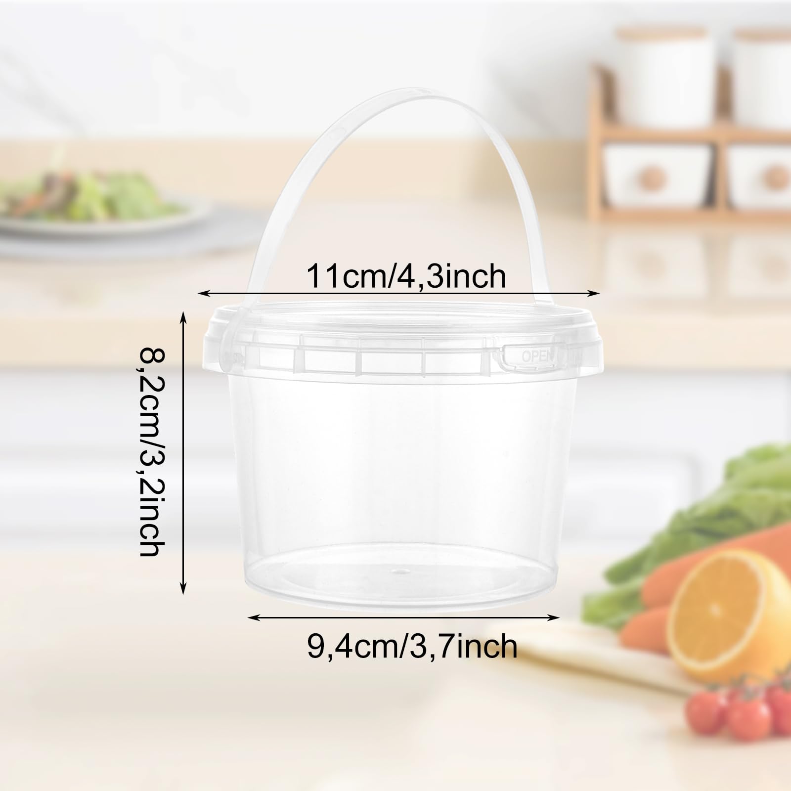 30 contenitori in plastica con coperchio, 500 ml/17 oz riutilizzabili in plastica con coperchio, contenitore Deli, contenitori in plastica per cibo, zuppe, frutta a prova di perdite