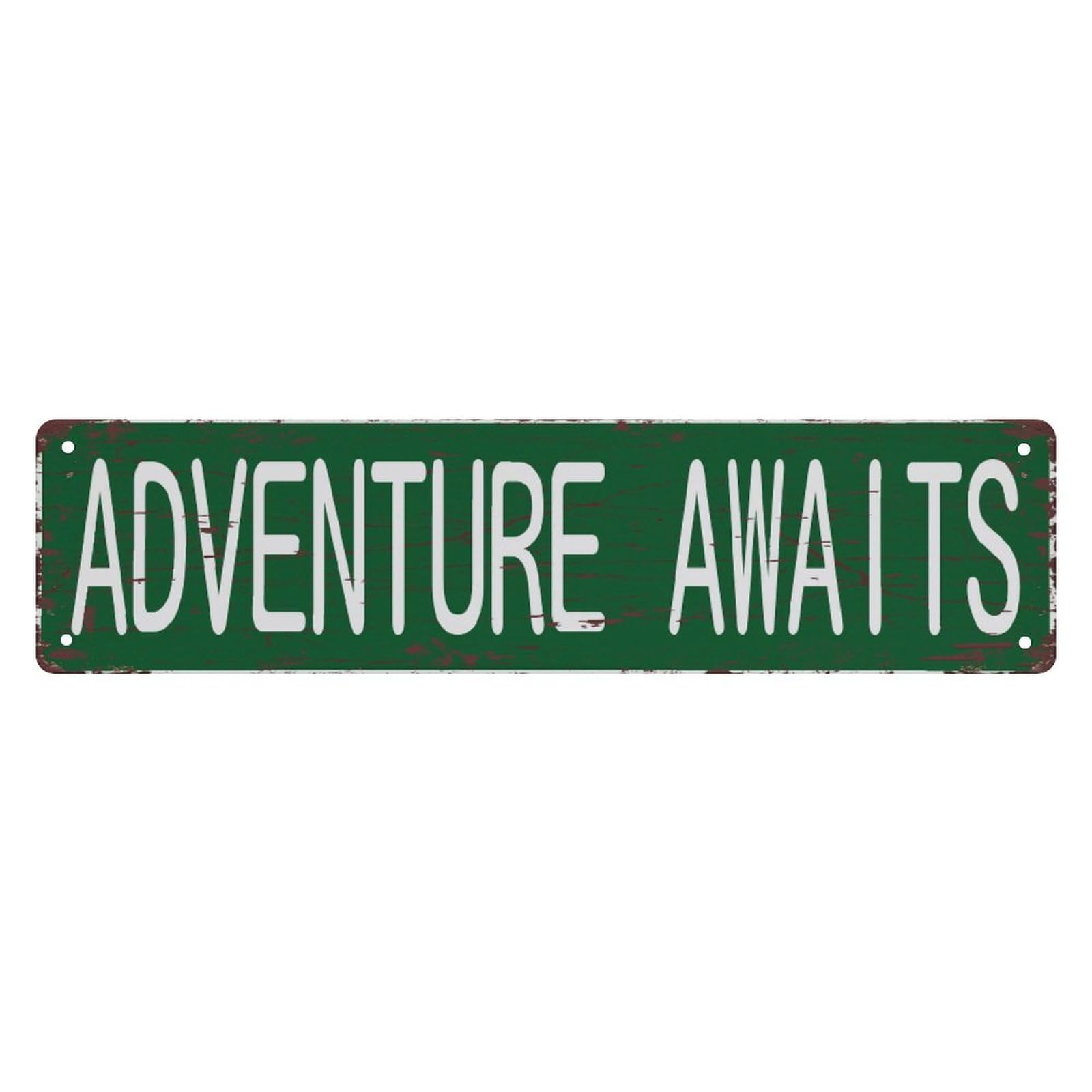 Metal Tin Signs Adventure Awaits Funny Vintage Slim Street Tin Signs 4x16 Inch Wall Art Decor Iron Poster For Home Farmhouse Bar Cafe Garage Man Cave Gifts