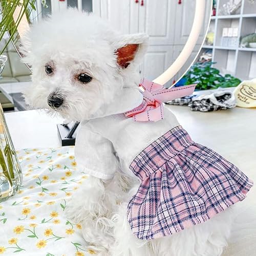 Uetzltb Summer Dog Dress For Dogs Small Dog Dress Girl Dog Clothes Cute Dresses For Dogs Spring Plaid Princess Puppy Dress With Bownot For Small Medium Dogs Yorkie Female Cat Pets Apparel Outfits #TOP6