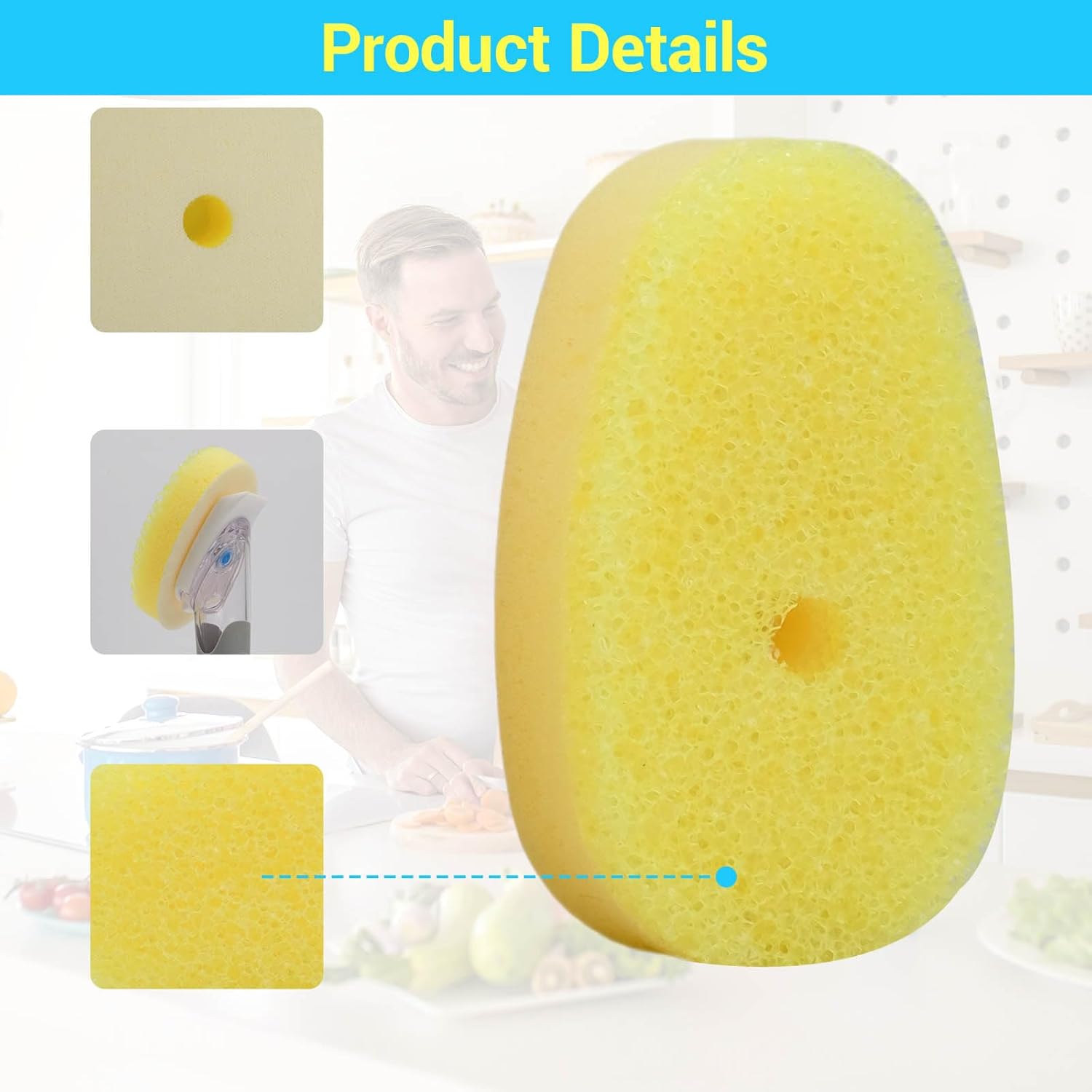 12Packs Dish Wand Sponge Refills for Scrub Daddy Dish Daddy - Replacement Heads for Dish Sponges, Non Scratch Dish Washing Scrubbers, Kitchen Dish Cleaning (Only Refills) - Image 3