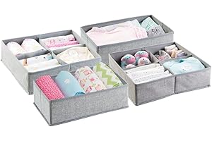 mDesign Fabric Drawer Organizers for Kids' Rooms