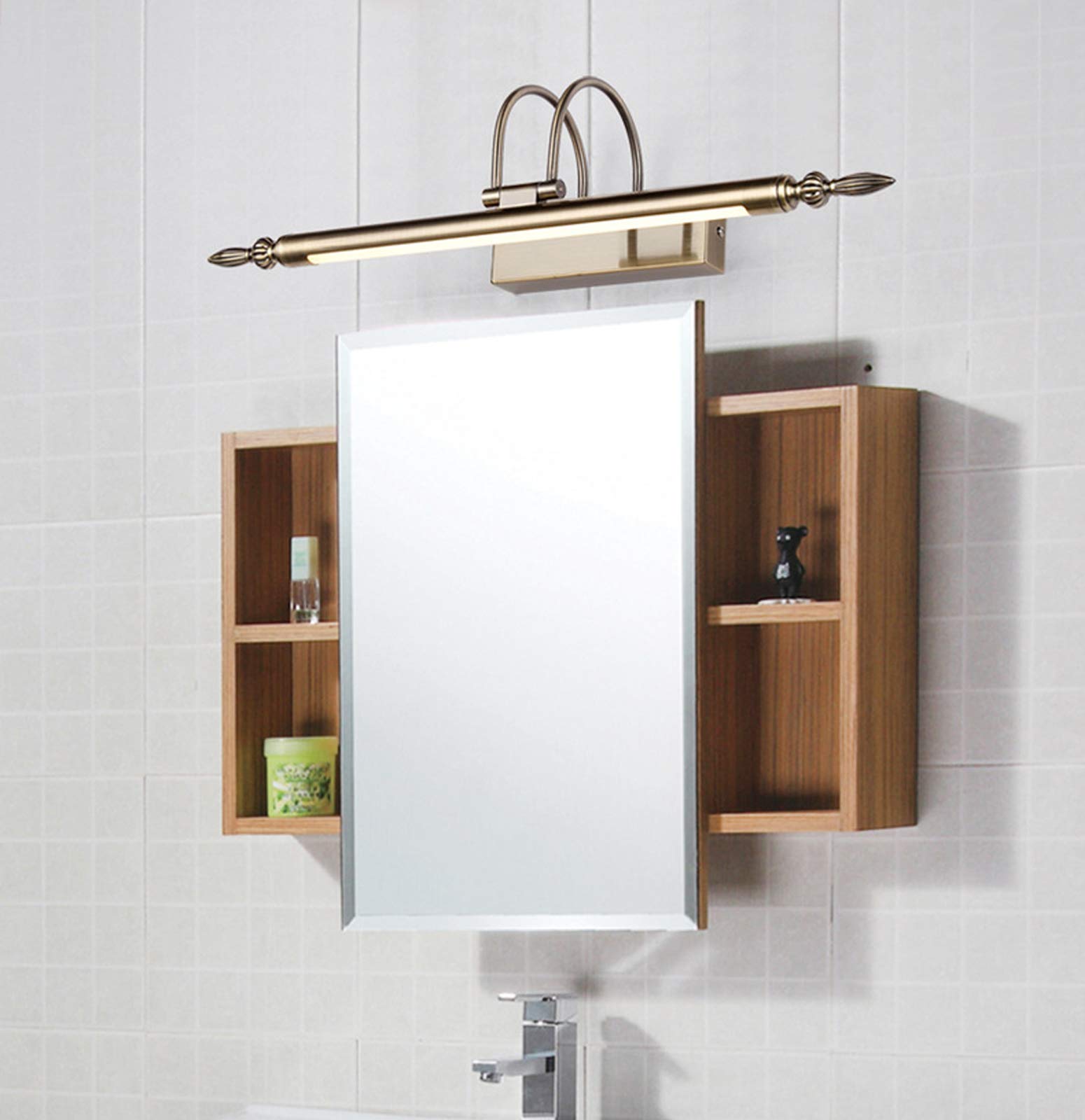 Lampada Da Specchio Bagno Classico - Ottone, LED 9W, 3 Temperature Colore, Testa Girevole - Foto 10