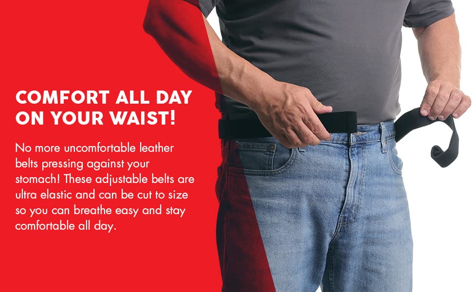 ComfyBelt No Buckle Elastic Stretch Belts for Men and Women, Comfortable Invisible Belts - 1.5 inches Black4