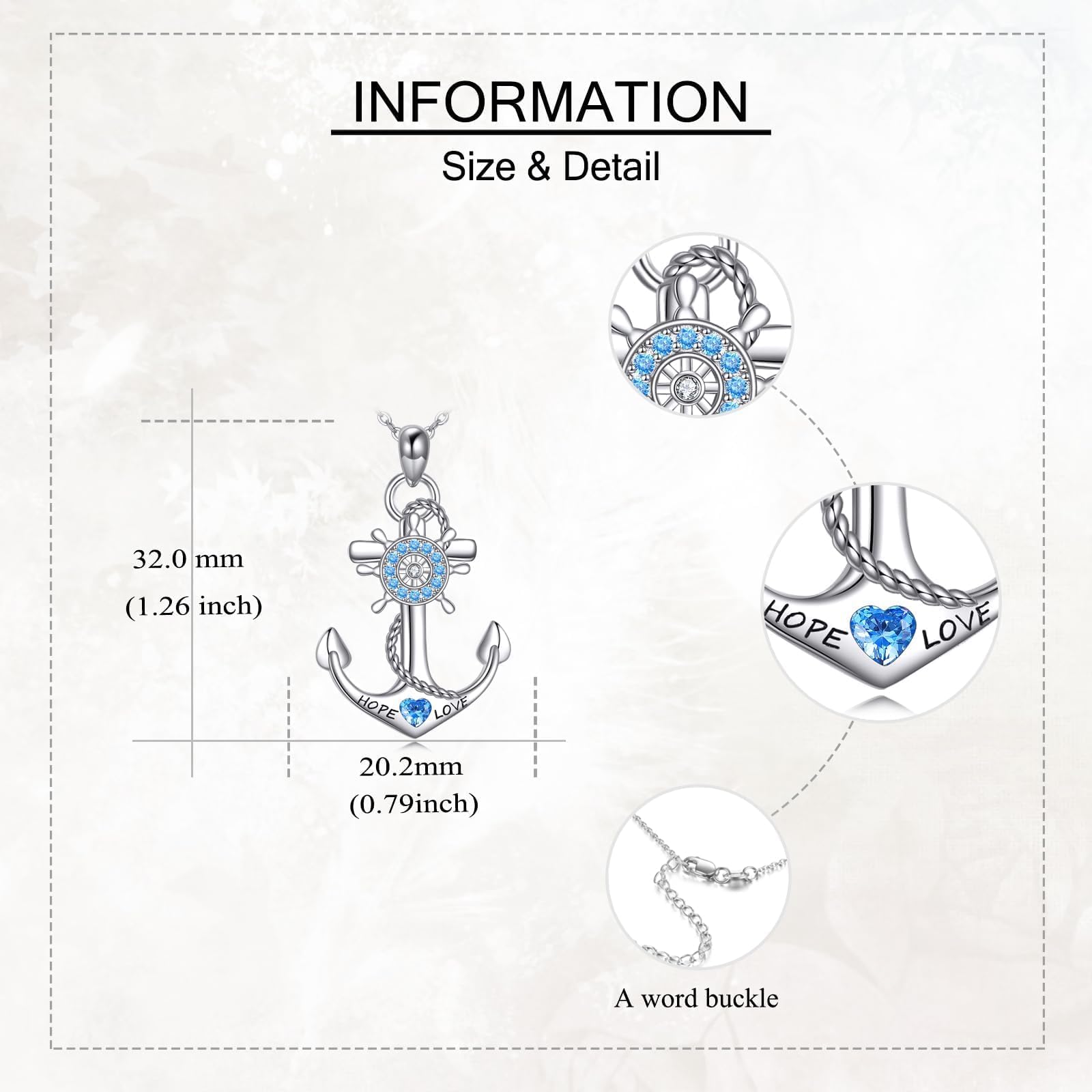 ONEFINITY Collana con ciondolo a forma di ancora, in argento sterling 925, con timone, idea regalo per donne e donne, Argento sterling, Nessuna pietra preziosa
