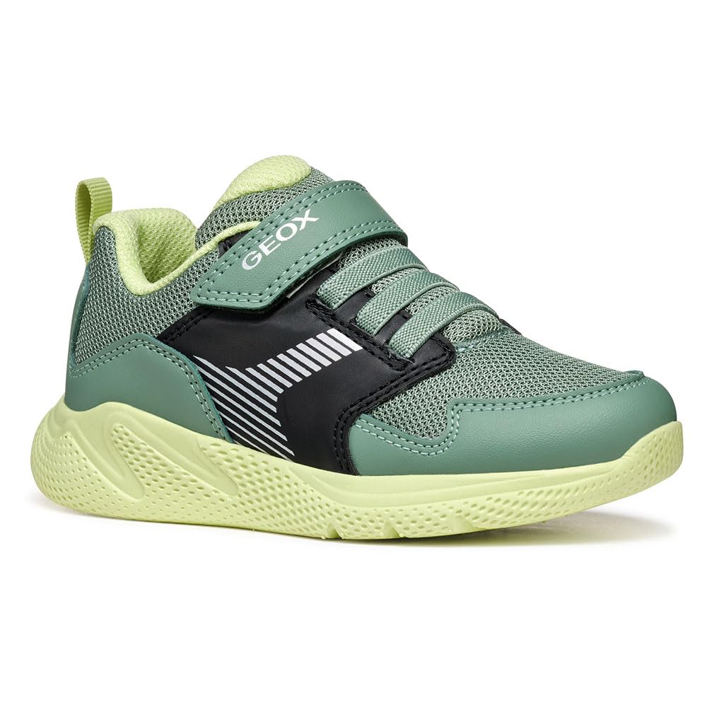 Geox J SPRINTYE BOY A Sneaker, Green/Black, 2 UK