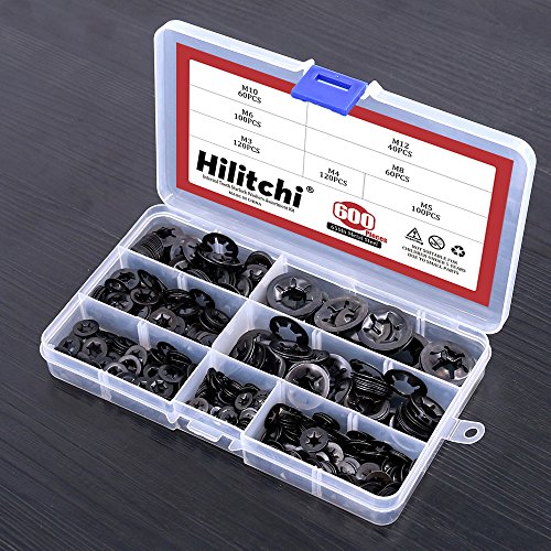 image for Hilitchi 600-Pcs [7-Size] Internal Tooth Starlock Washers Assortment K