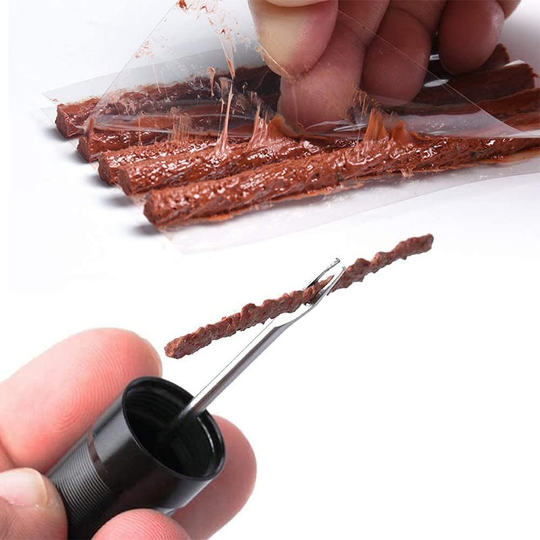 Kit Riparazione Tubeless MTB Attrezzi Bike, Forature per Pneumatici per Bici con 10 pcs di Strisce adesive e 1 alesatore per Foratura per Riparazione Pneumatici Accessori Professionali