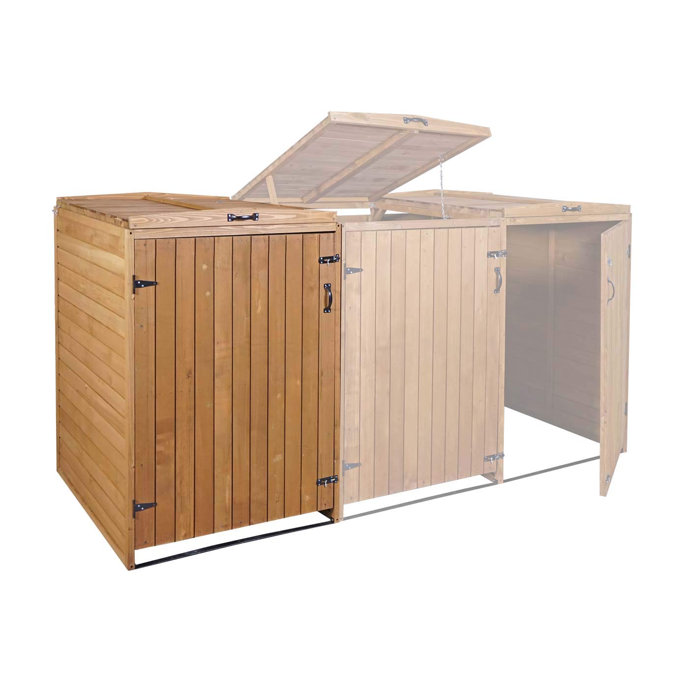 Mendler XL 1er-/2er-Mülltonnenverkleidung HWC-H74 Holz - braun | Mülltonnenbox, erweiterbar, MVG, 126x80x98cm