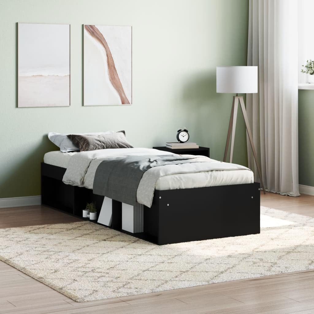 NITCA Bed Frame,Bed Double Bed Frame,with Underbed storage,Underbed Storage Easy Assembly Double Bed Frame, Black 75x190 cm Small Single