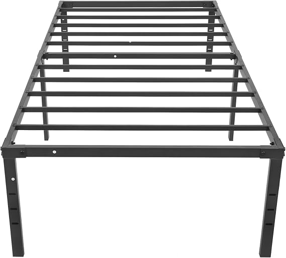 18 Height Bed Frame, Folding Platform Bed Frame, Heavy Duty Iron Support 660 lbs Capacity, Easy to Assemble, Black