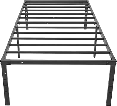 18 Height Bed Frame, Folding Platform Bed Frame, Heavy Duty Iron Support 660 lbs Capacity, Easy to Assemble, Black