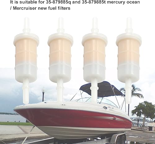 Miniatura 5 de Hoypeyfiy Paquete de 4 filtros de combustible fueraborda en línea para Mercury Marine Mercruiser Reemplaza 35-879885Q, 35-879885T