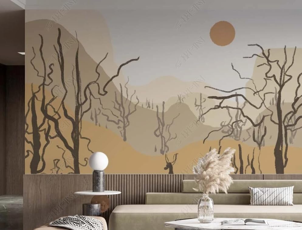 Papier Peint Intissé Peinture Sur Grès Cerf - Poster Géant Mural Salon 150x105